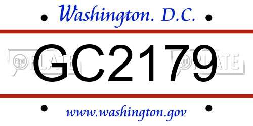 GC2179 District Of Columbia License Plate