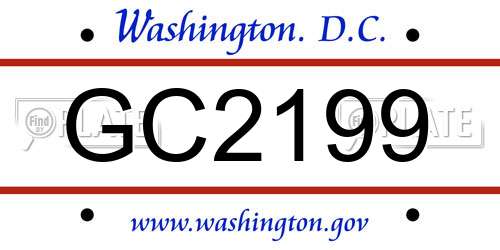 GC2199 District Of Columbia License Plate