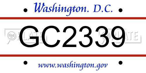 GC2339 District Of Columbia License Plate