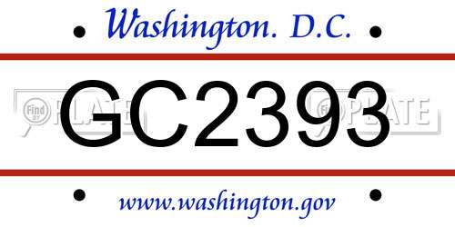 GC2393 District Of Columbia License Plate