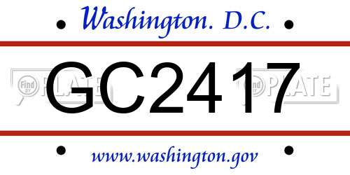GC2417 District Of Columbia License Plate