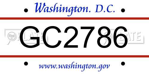 GC2786 District Of Columbia License Plate