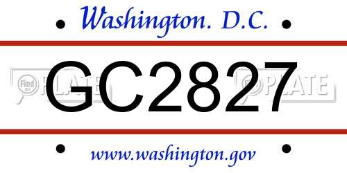 GC2827 District Of Columbia License Plate
