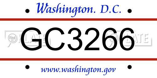 GC3266 District Of Columbia License Plate