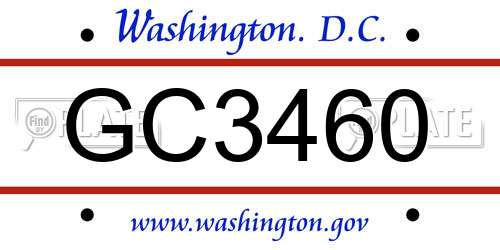 GC3460 District Of Columbia License Plate