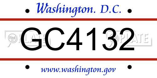 GC4132 District Of Columbia License Plate