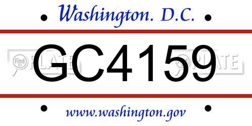 GC4159 District Of Columbia License Plate