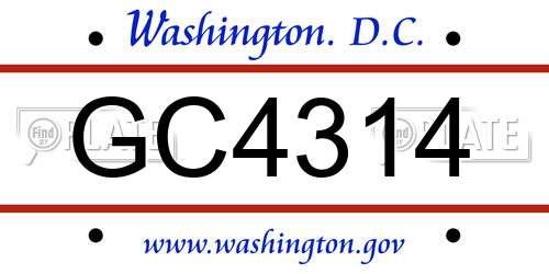 GC4314 District Of Columbia License Plate