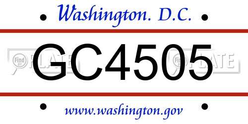 GC4505 District Of Columbia License Plate