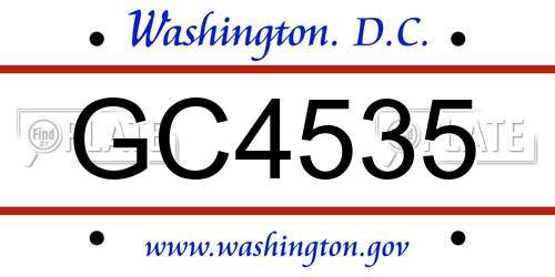 GC4535 District Of Columbia License Plate