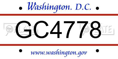 GC4778 District Of Columbia License Plate