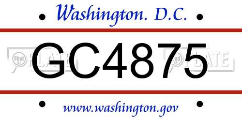 GC4875 District Of Columbia License Plate