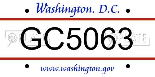 GC5063 District Of Columbia License Plate