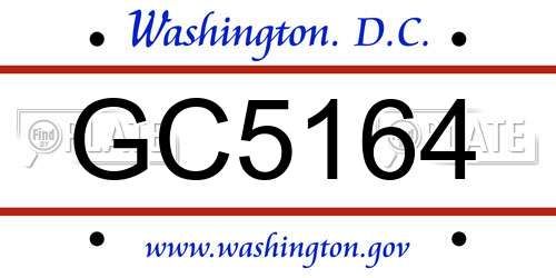 GC5164 District Of Columbia License Plate
