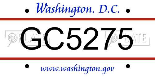 GC5275 District Of Columbia License Plate