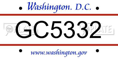 GC5332 District Of Columbia License Plate