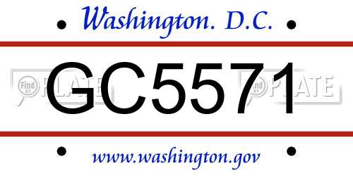 GC5571 District Of Columbia License Plate