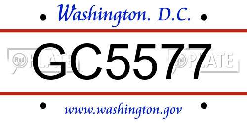 GC5577 District Of Columbia License Plate