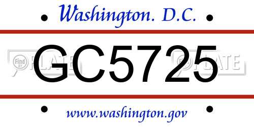 GC5725 District Of Columbia License Plate