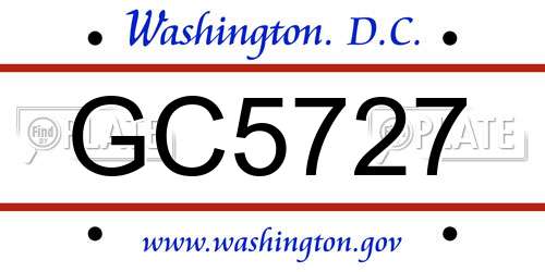 GC5727 District Of Columbia License Plate
