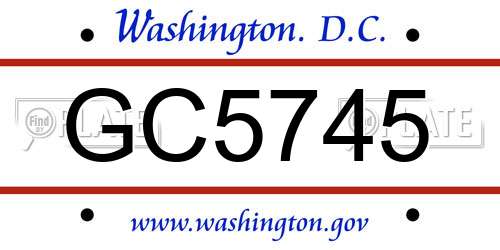 GC5745 District Of Columbia License Plate
