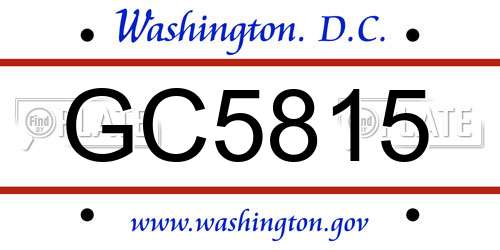 GC5815 District Of Columbia License Plate