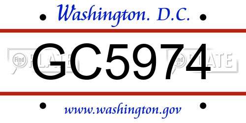 GC5974 District Of Columbia License Plate
