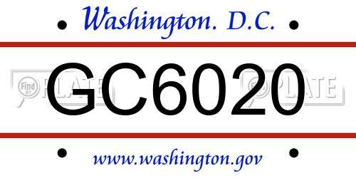 GC6020 District Of Columbia License Plate