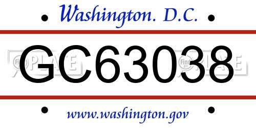 GC63038 District Of Columbia License Plate