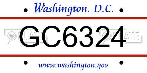 GC6324 District Of Columbia License Plate