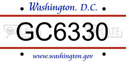 GC6330 District Of Columbia License Plate