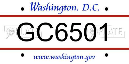 GC6501 District Of Columbia License Plate