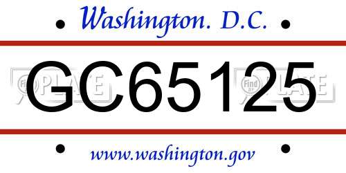 GC65125 District Of Columbia License Plate