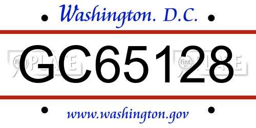 GC65128 District Of Columbia License Plate