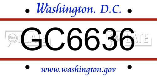GC6636 District Of Columbia License Plate