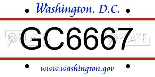 GC6667 District Of Columbia License Plate