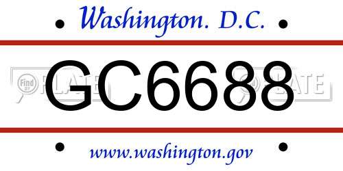 GC6688 District Of Columbia License Plate