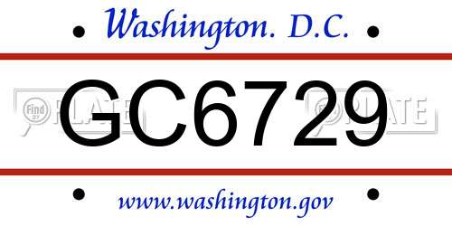 GC6729 District Of Columbia License Plate