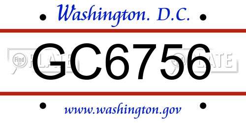 GC6756 District Of Columbia License Plate
