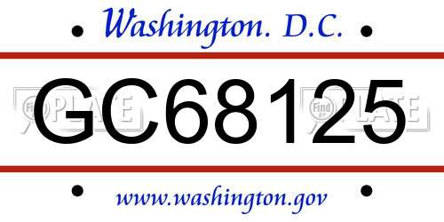 GC68125 District Of Columbia License Plate