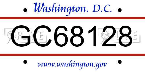 GC68128 District Of Columbia License Plate