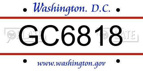 GC6818 District Of Columbia License Plate