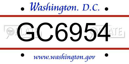 GC6954 District Of Columbia License Plate