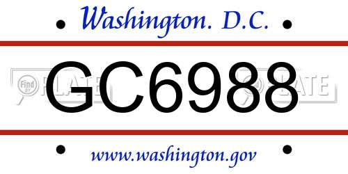 GC6988 District Of Columbia License Plate