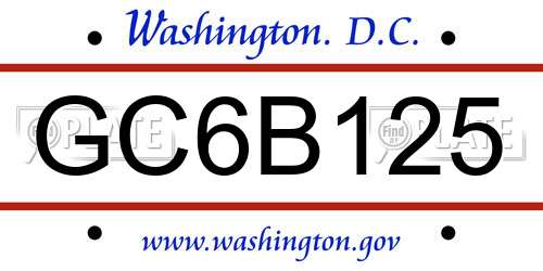 GC6B125 District Of Columbia License Plate