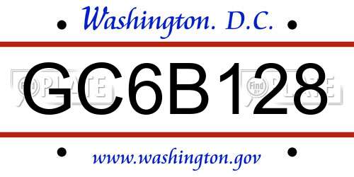 GC6B128 District Of Columbia License Plate