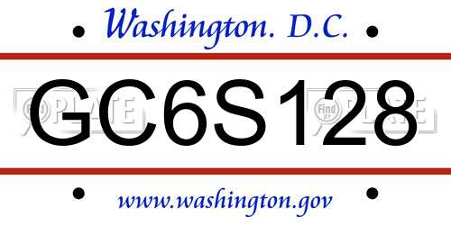 GC6S128 District Of Columbia License Plate