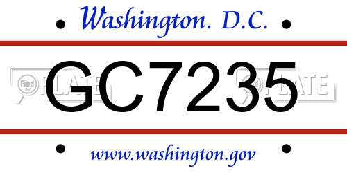 GC7235 District Of Columbia License Plate