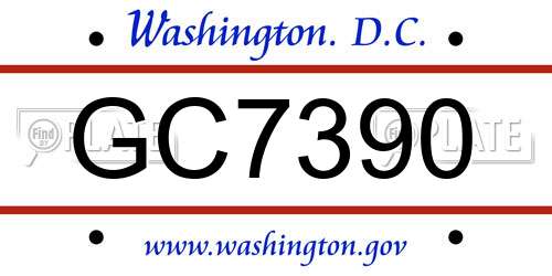 GC7390 District Of Columbia License Plate