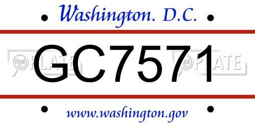 GC7571 District Of Columbia License Plate